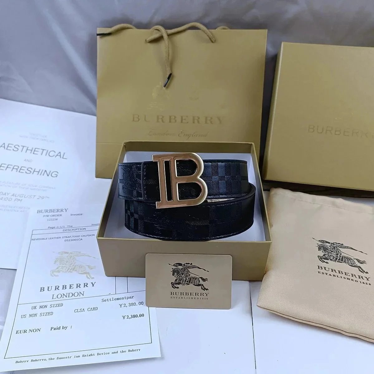 Burberry Reversible Leather Belt Black/Gold Belt - 8