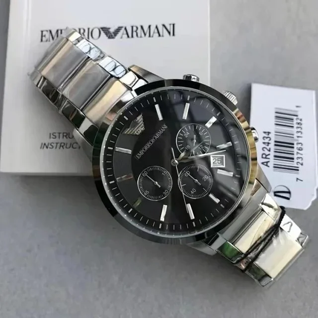 Emporio Armani Watches AR2434 Three-Subdial Quartz Watch with Metal Bracelet product detail image 1