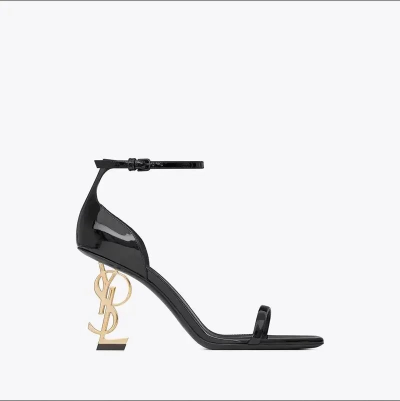 Saint Laurent Tribute Y-Heel Black Patent Leather Ankle-Strap Heels - 2
