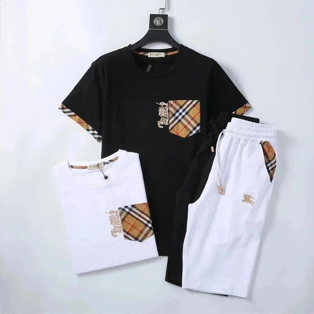 Burberry Check Print T-Shirt and Shorts Set White - 8