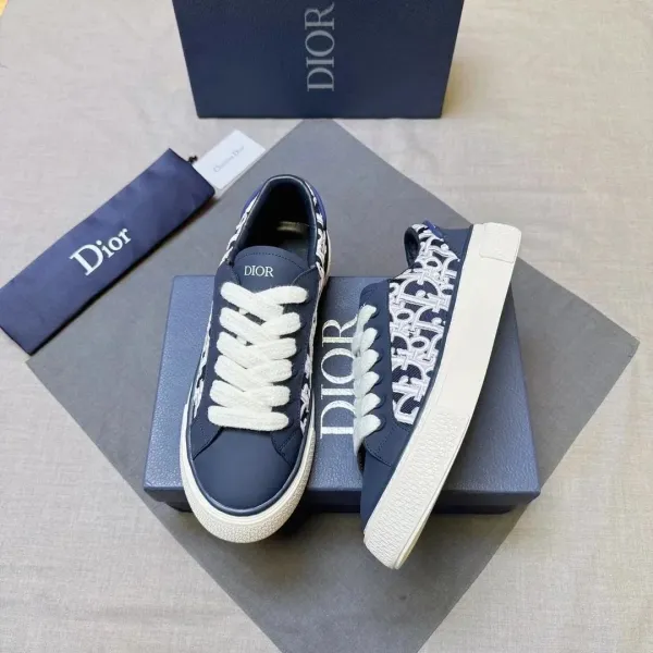 Dior B23 Oblique Navy Blue Sneakers - 1