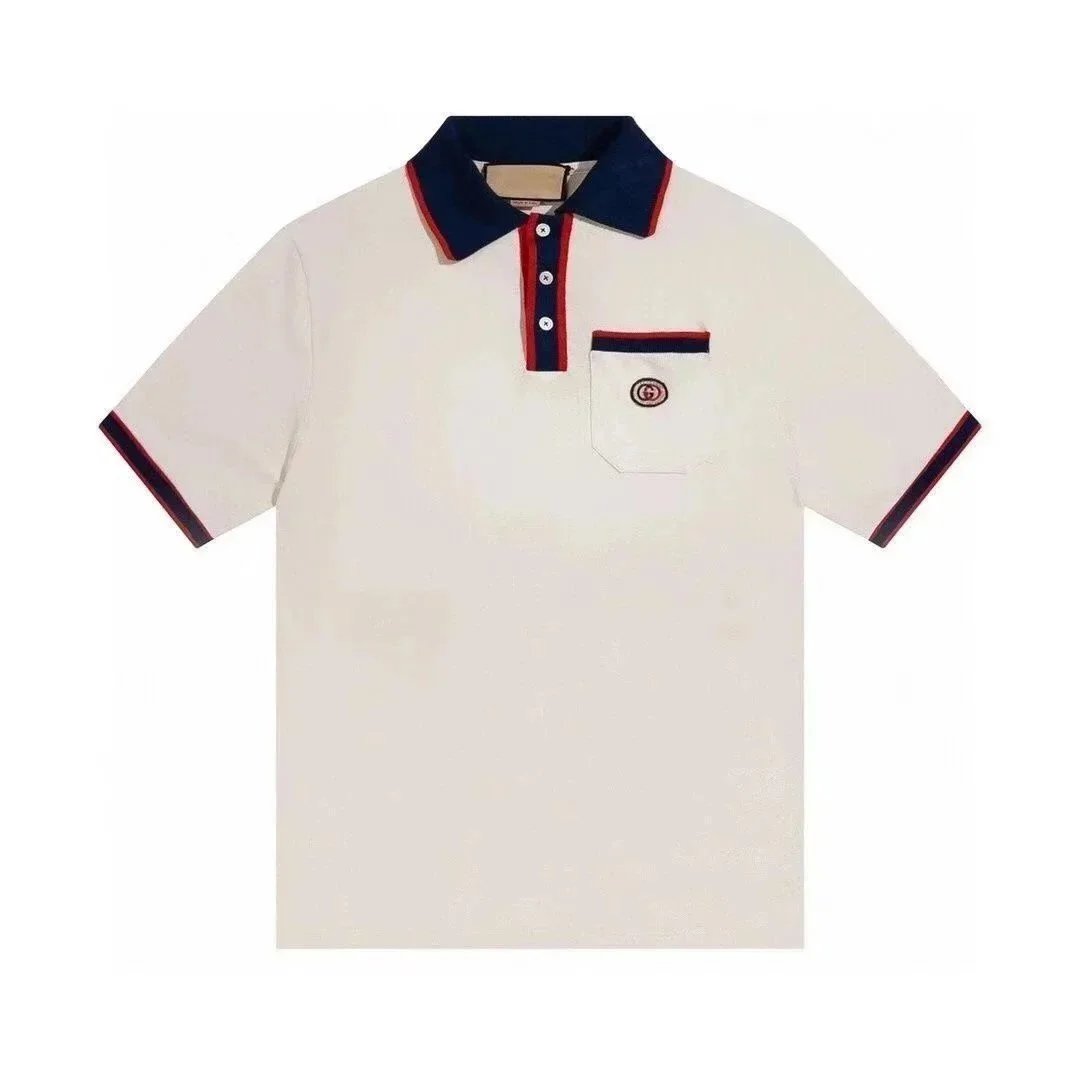 Gucci GG Patch Polo White with Navy and Red Trim - 1