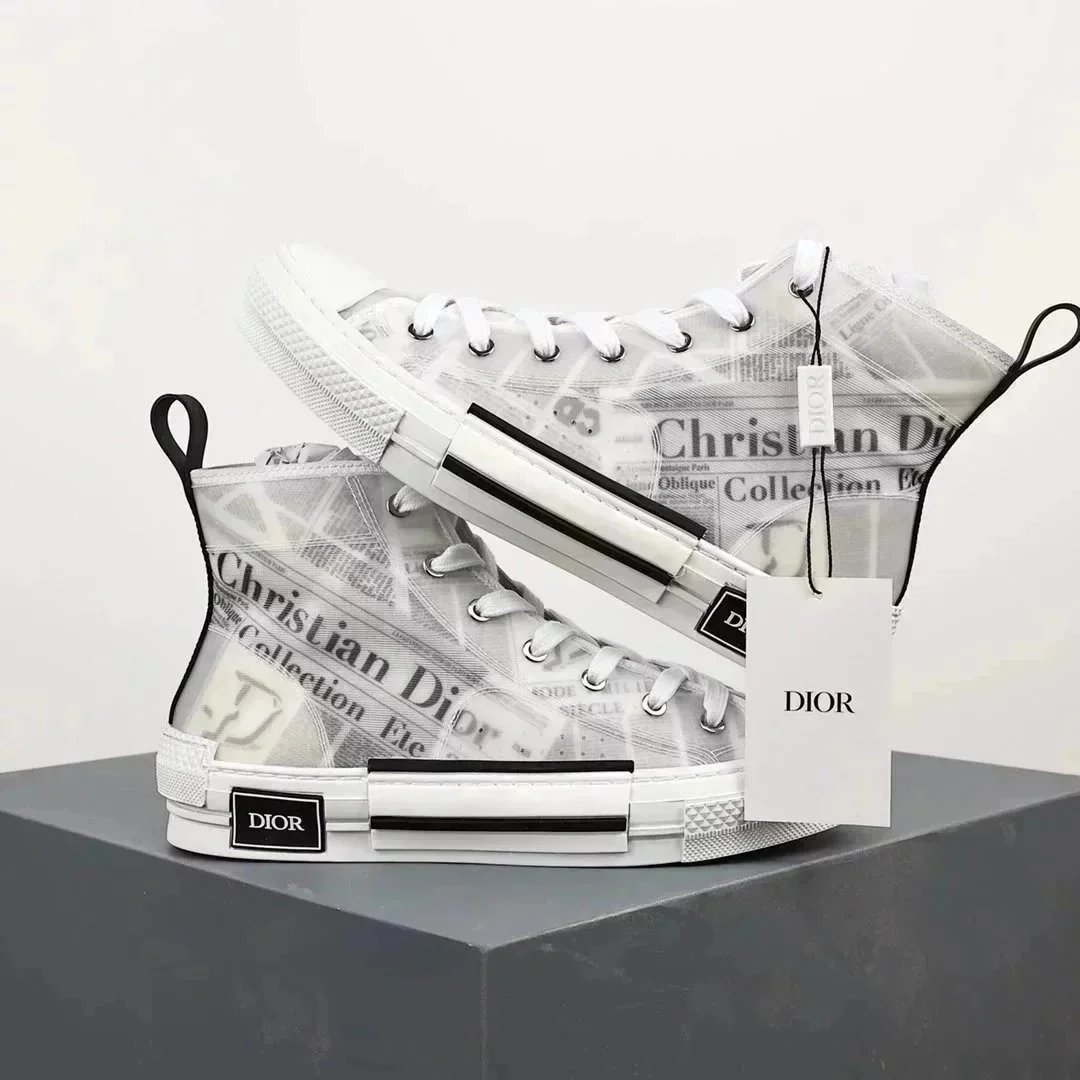 Dior B23 Newspaper Print White Transparent Sneakers - 5