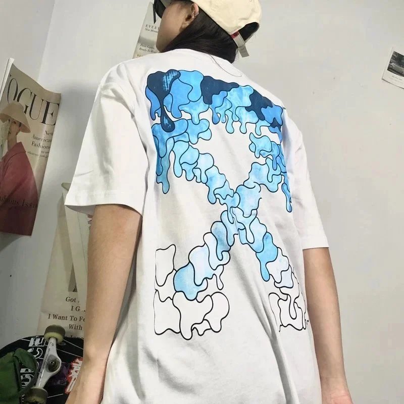 Off-White Virgil Abloh Mens Collection Black T-Shirt with Green Industrial Print - 7