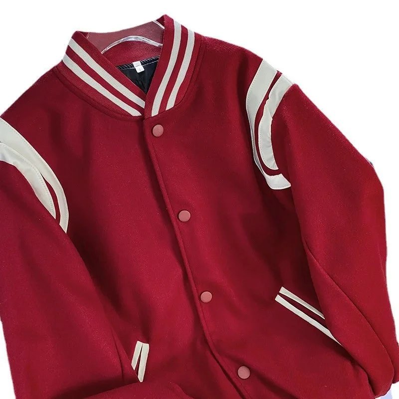 Varsity Jacket Burgundy with Cream Stripes Outerwear - 2