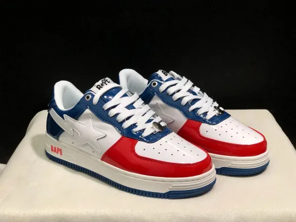 A Bathing Ape Bape Sta Red White Blue Sneakers - 1