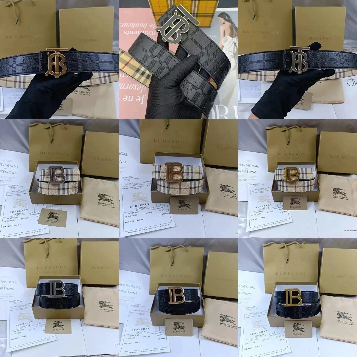 Burberry TB Logo Leather Belt