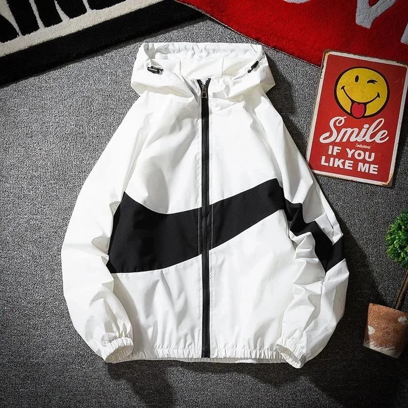 Nike Large Swoosh Colorblock Hooded Windbreaker Jacket