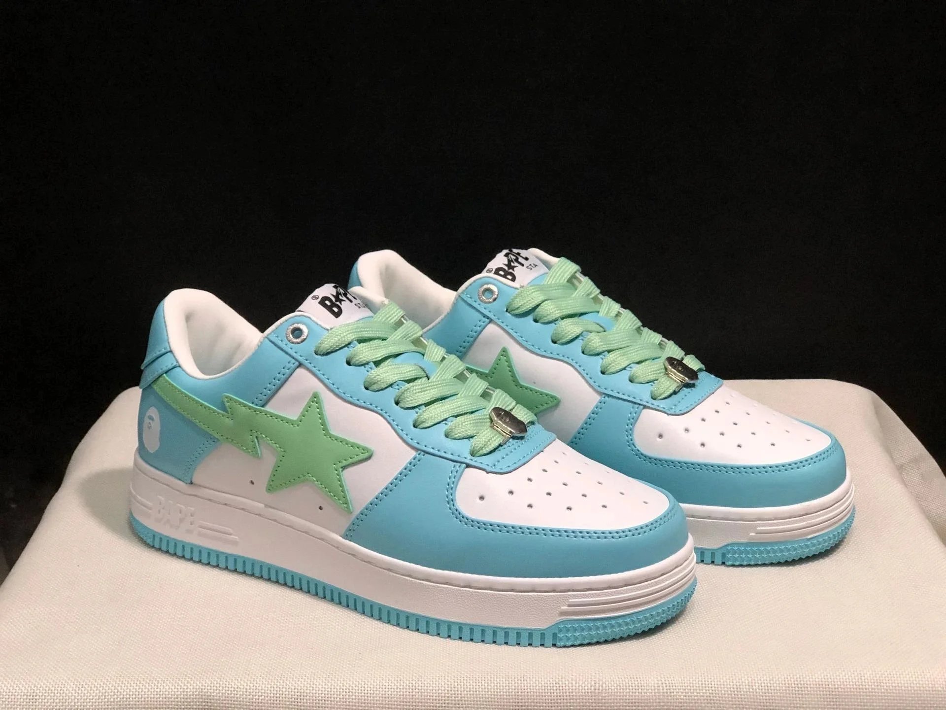 A Bathing Ape x Nike Air Force 1 Low Aqua Green Star Sneakers - 1