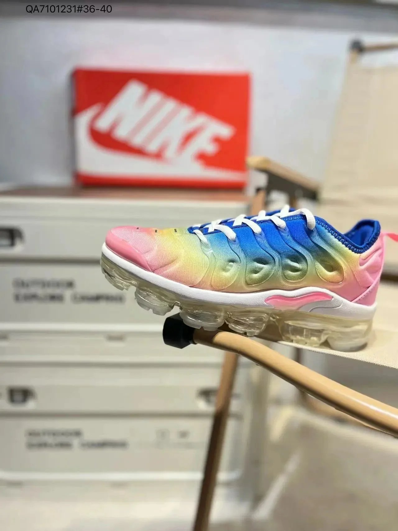 Nike Air VaporMax Plus White Ice Blue Red Sneakers - 6