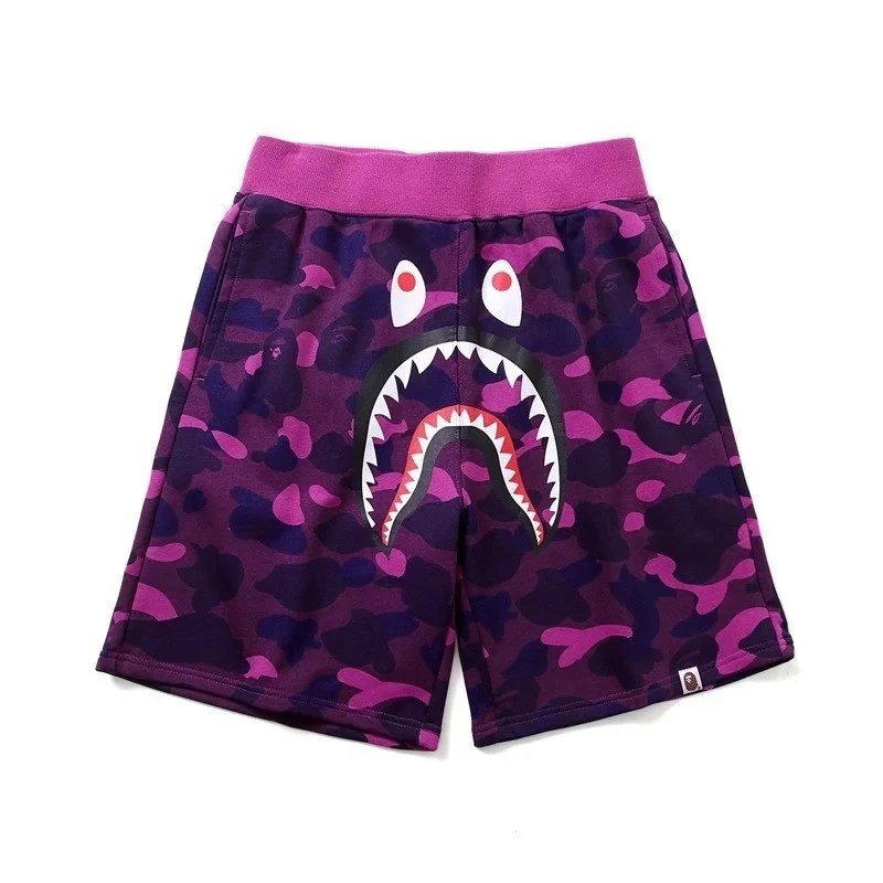 A Bathing Ape Shark Camo Split Shorts Black/Army Green - 2