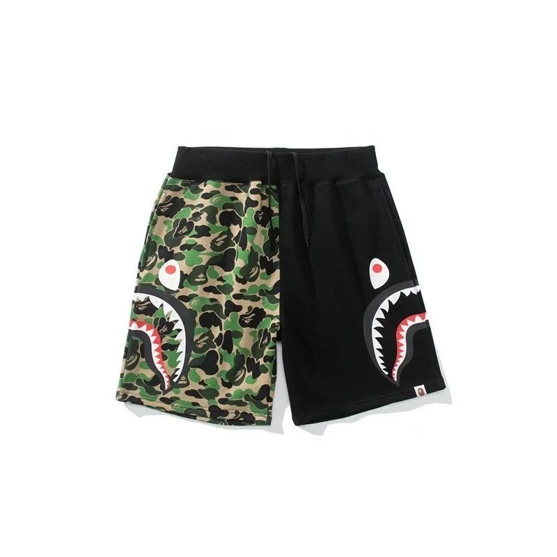 A Bathing Ape Shark Camo Split Shorts Black/Army Green - 10