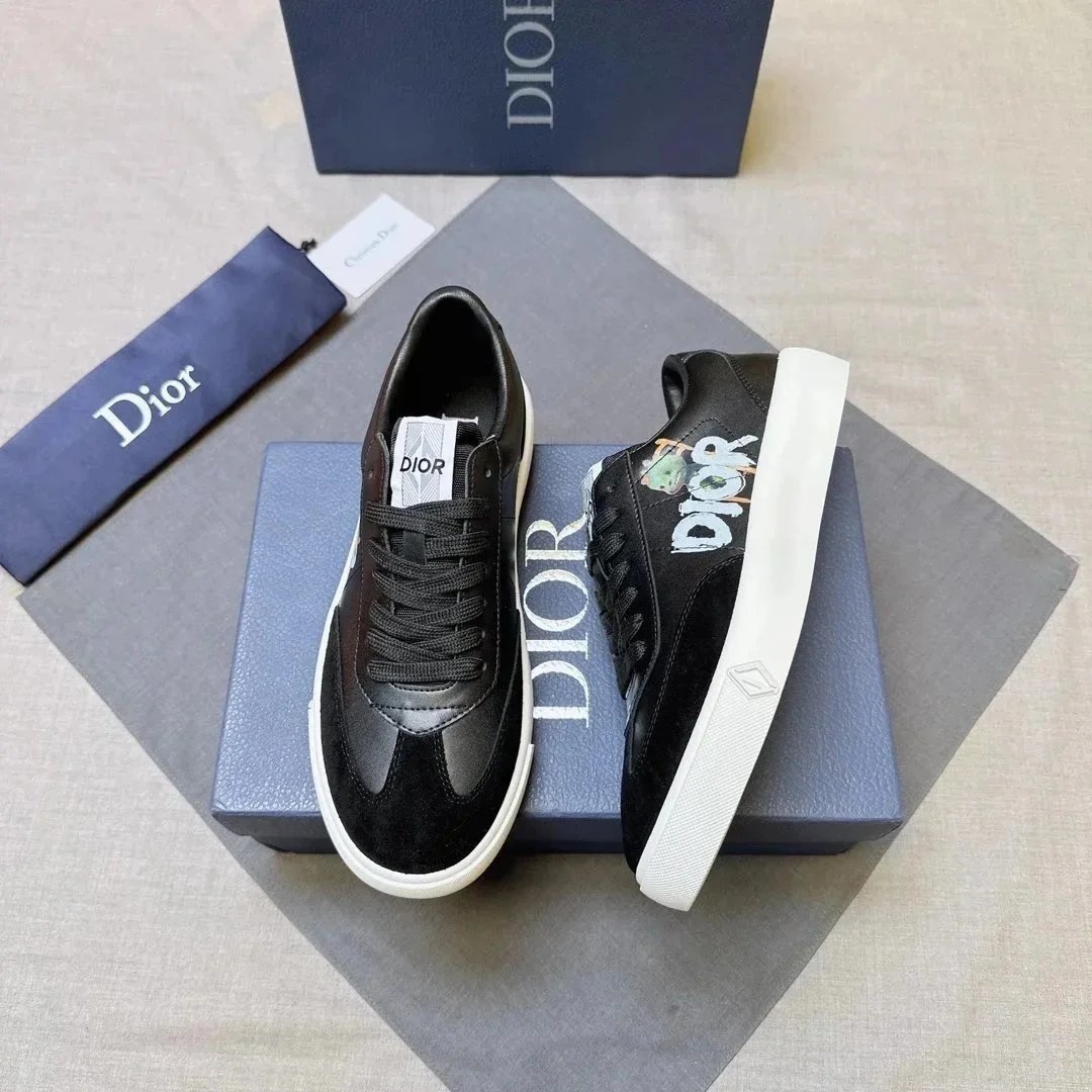 Dior B23 Low Top Sneakers Black Multicolor Graphic Sneakers - 1