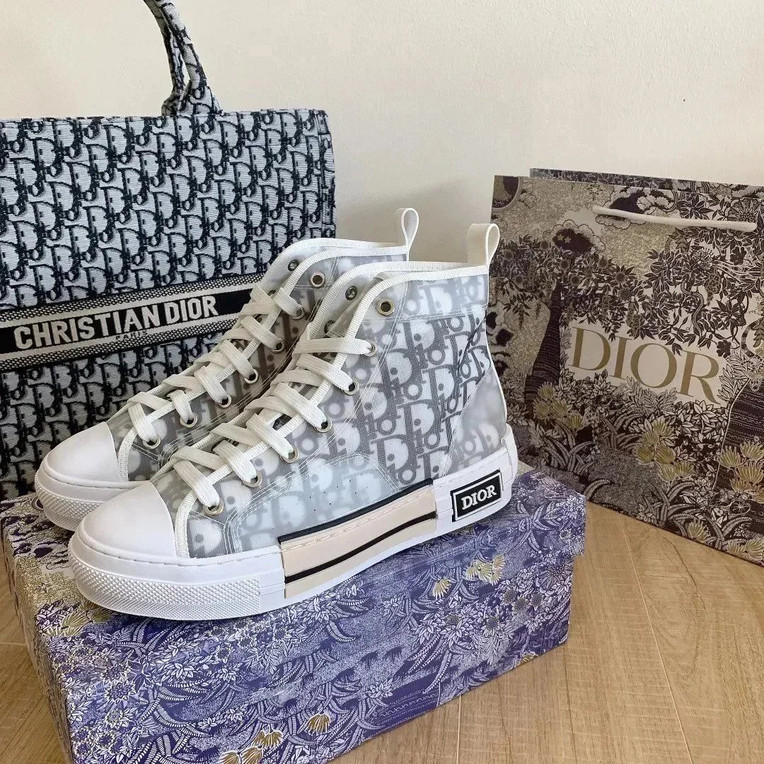 Dior B23 Oblique Print Navy Blue Transparent Sneakers - 2