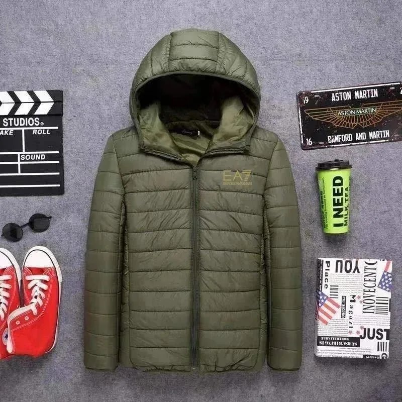 EA7 Emporio Armani Lightweight Quilted Hooded Jacket Burgundy - 5