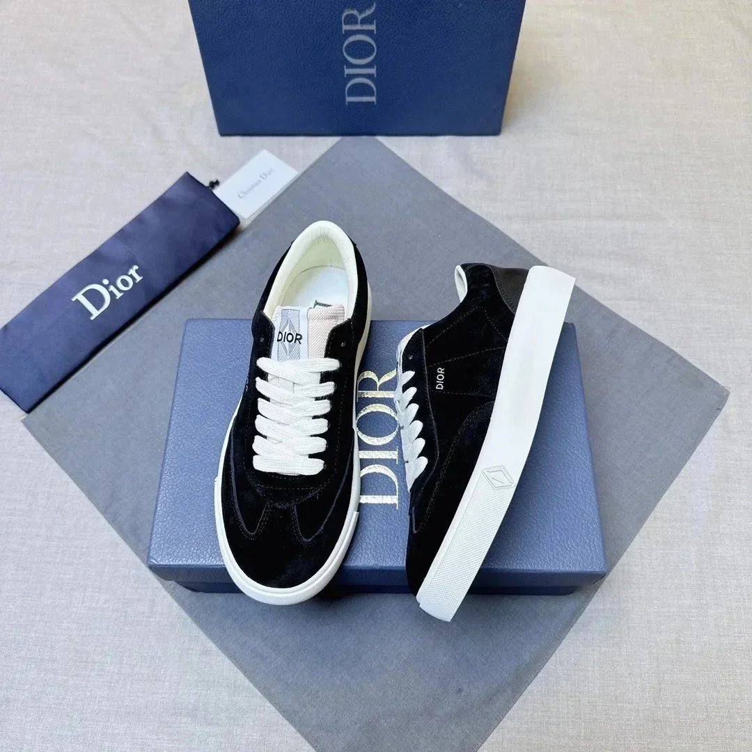 Dior B23 Velvet Black and White Sneakers - 1