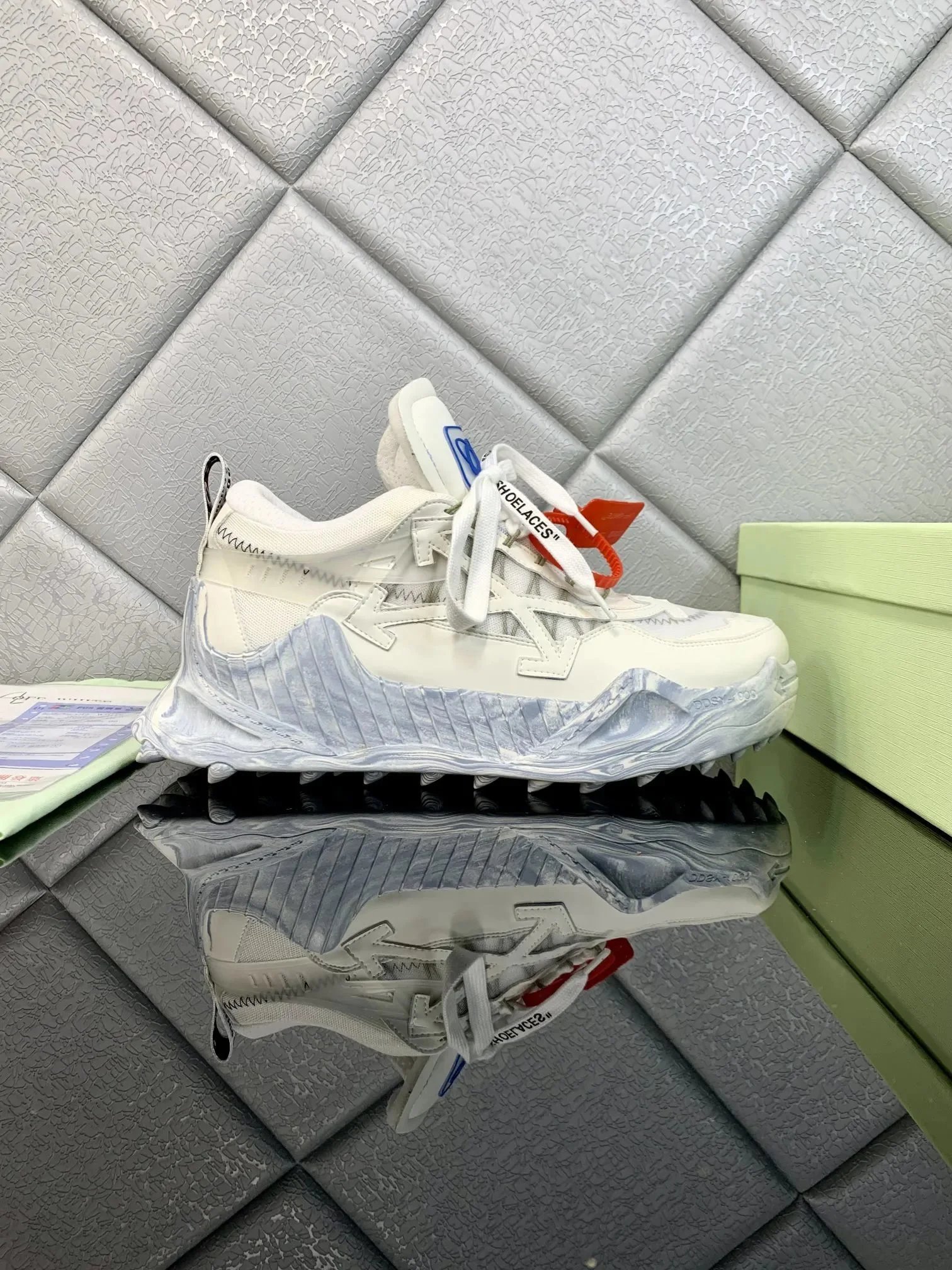 Off-White Diagonal Arrow Industrial Sneakers White/Transparent Chunky Sneakers - 1