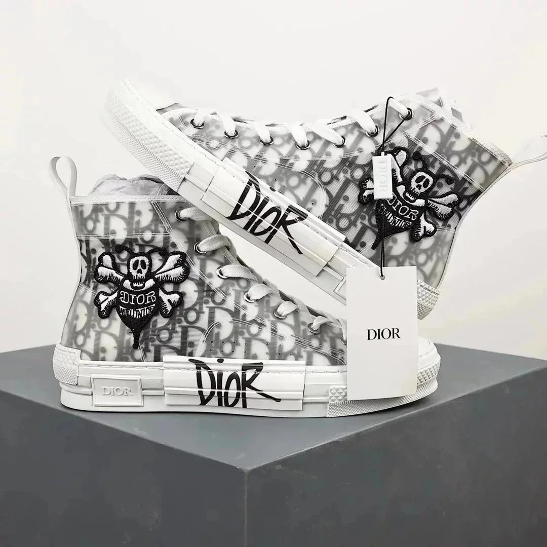 Dior B23 Newspaper Print White Transparent Sneakers - 4