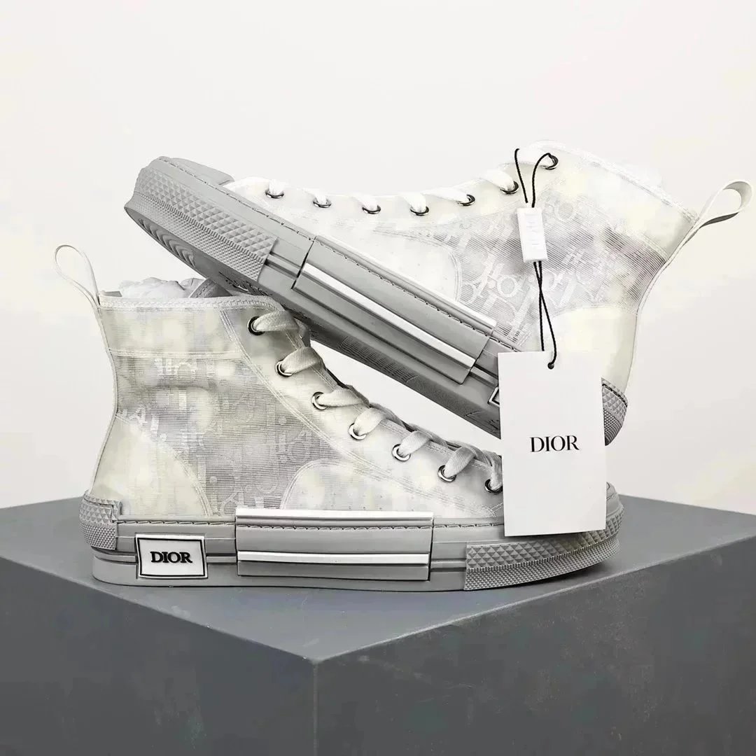 Dior B23 High-Top Transparent Silver Sneakers - 1