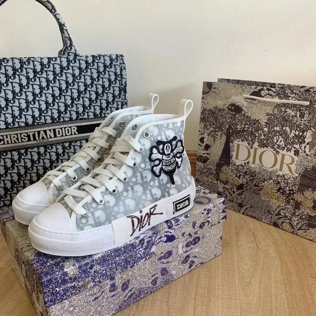 Dior B23 Oblique Print Navy Blue Transparent Sneakers - 9