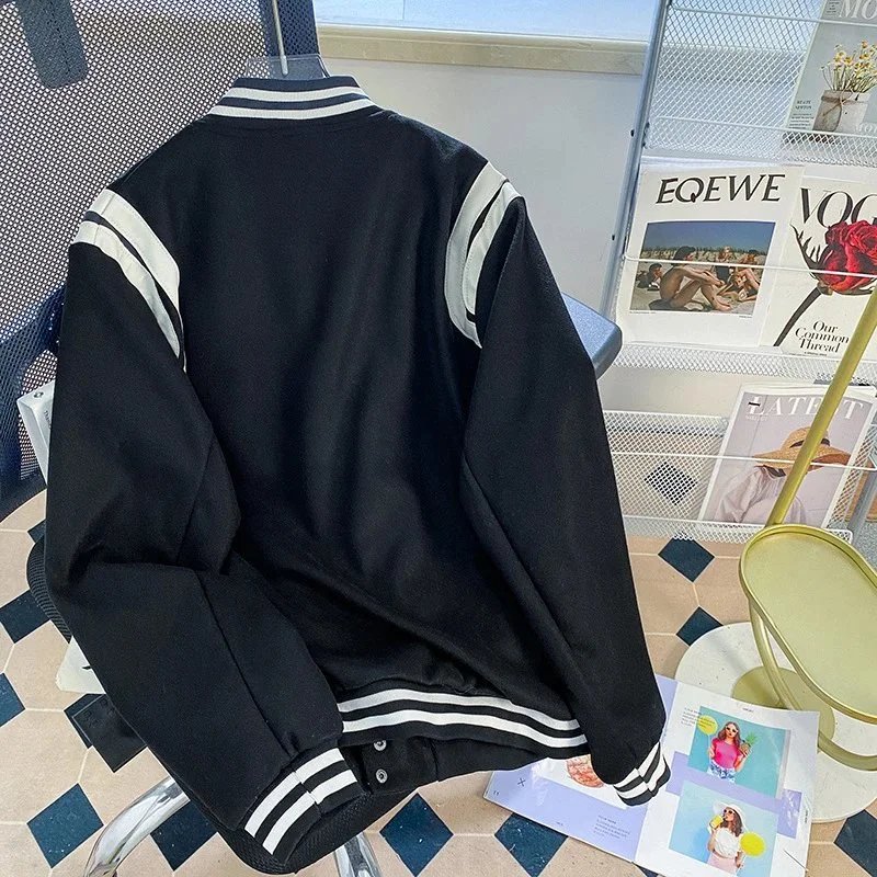 Varsity Jacket Burgundy with Cream Stripes Outerwear - 5