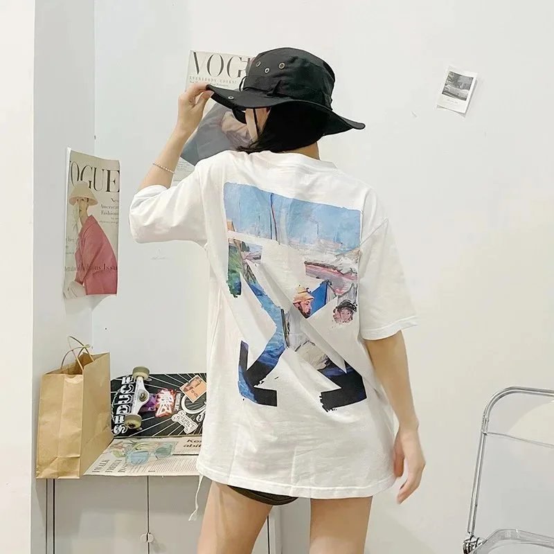 Off-White Virgil Abloh Mens Collection Black T-Shirt with Green Industrial Print - 6