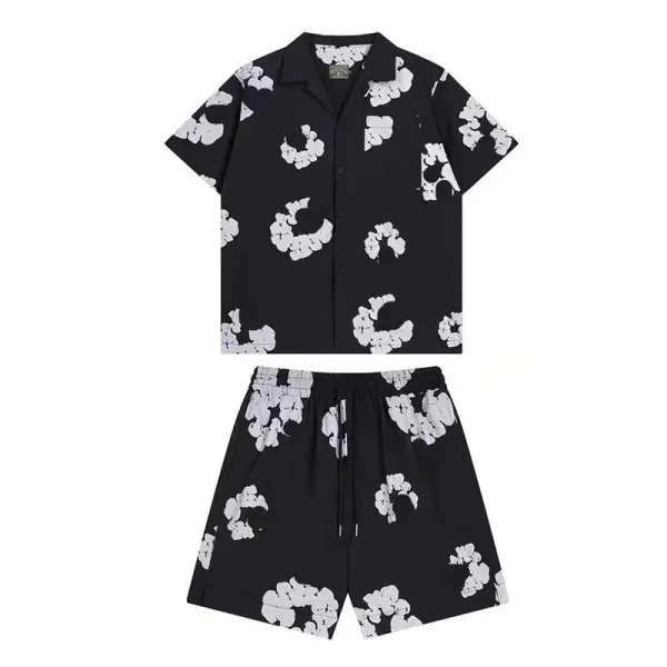 Gallery Dept Floral Print Camp Shirt and Shorts Set Black - 1