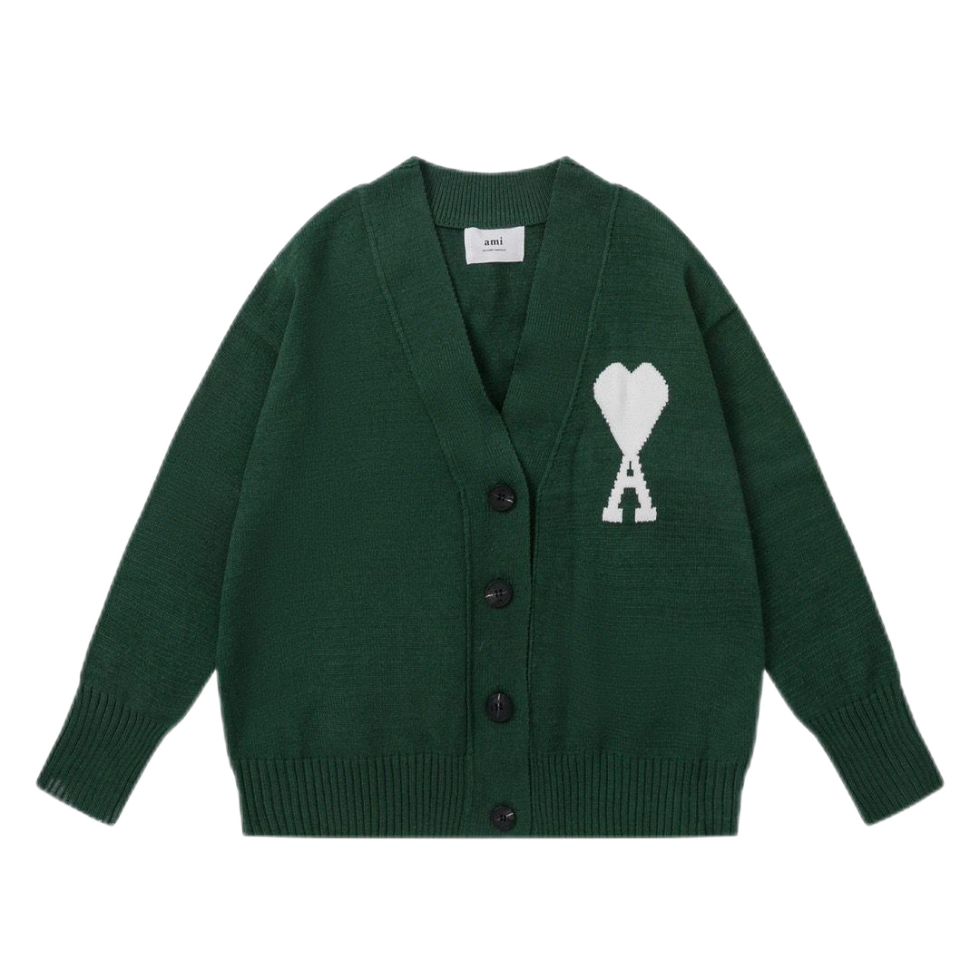 Ami Paris Heart Logo Red Cardigan - 6