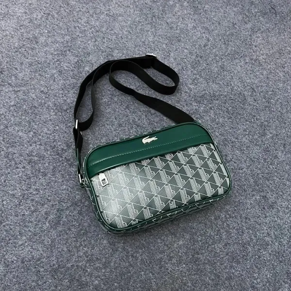 Lacoste Camera Bag Green with Monogram Pattern Crossbody Bag - 1