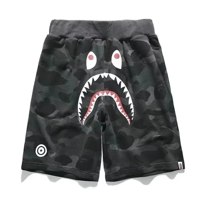 Bape Shark Camo Print Cotton Shorts