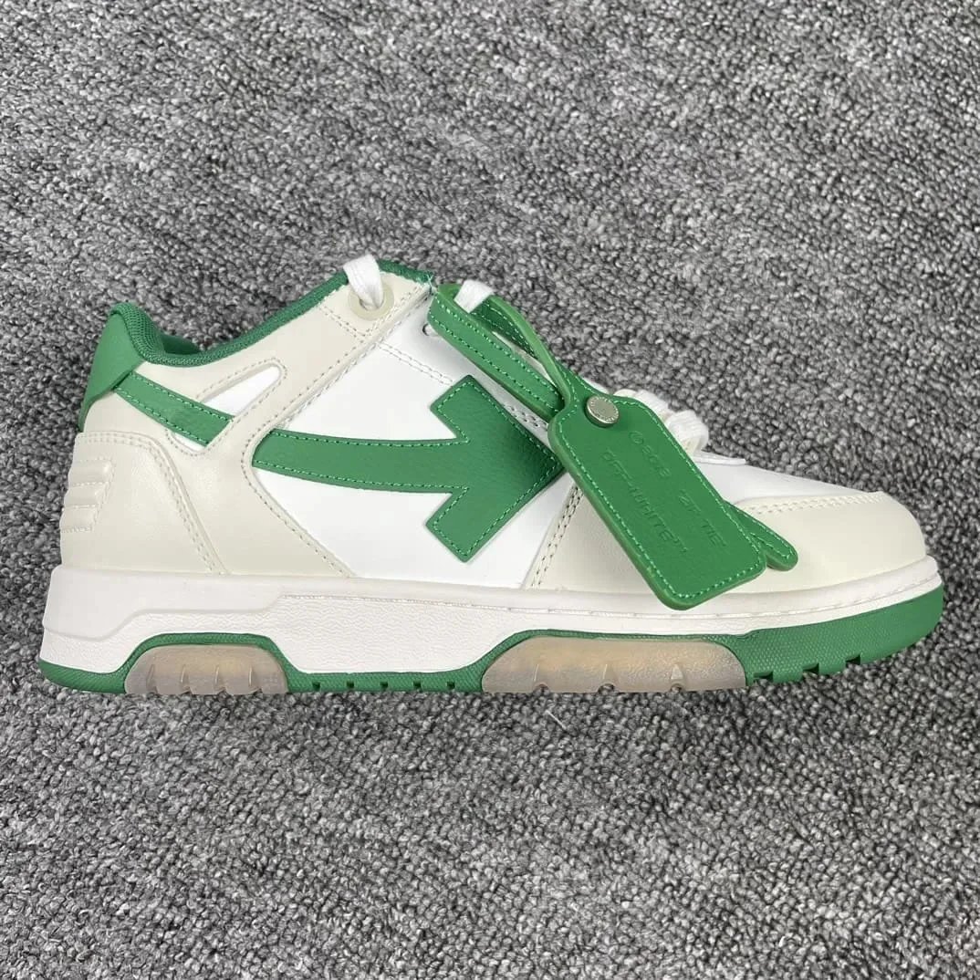 Off-White Diagonal Arrow Low White Green Sneakers - 1