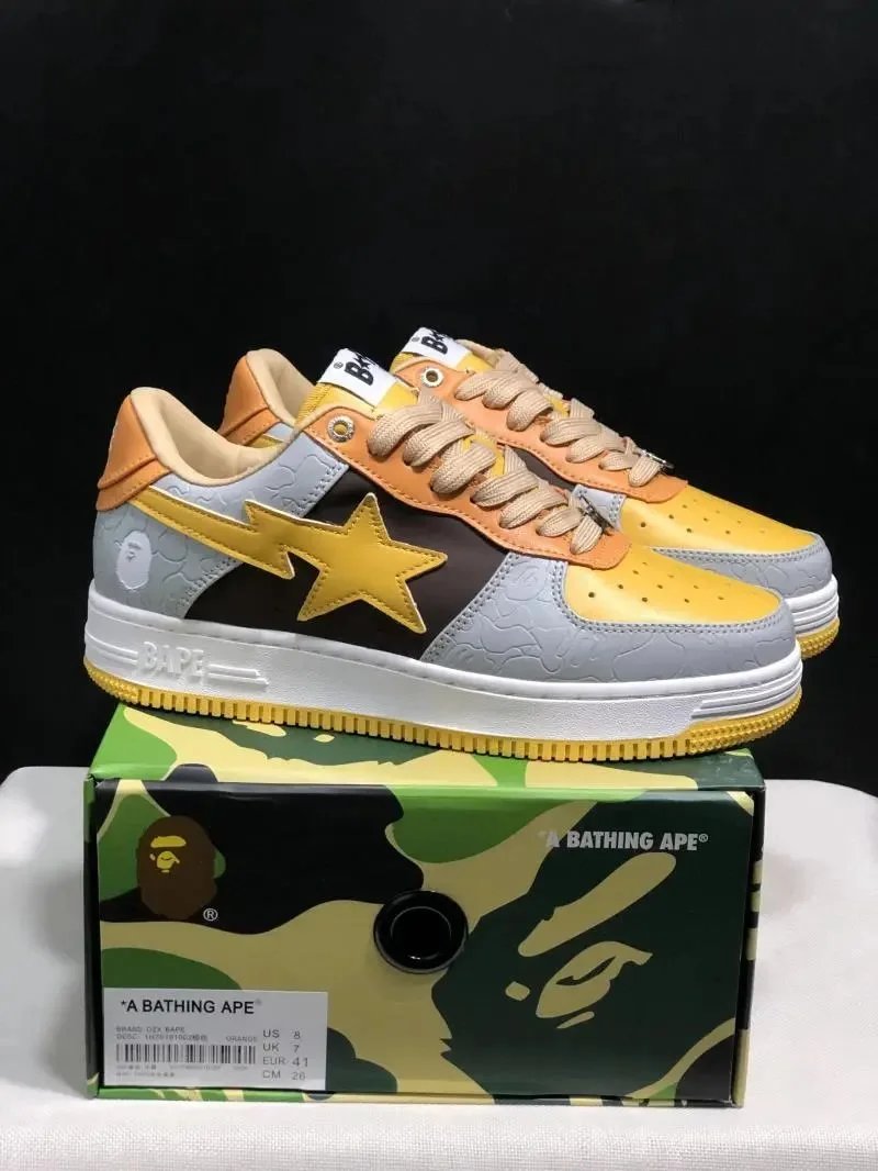 A Bathing Ape Bape Sta Star Yellow Orange Multicolor Sneakers - 1