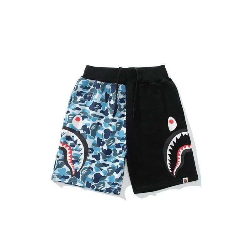 A Bathing Ape Shark Camo Split Shorts Black/Army Green - 7