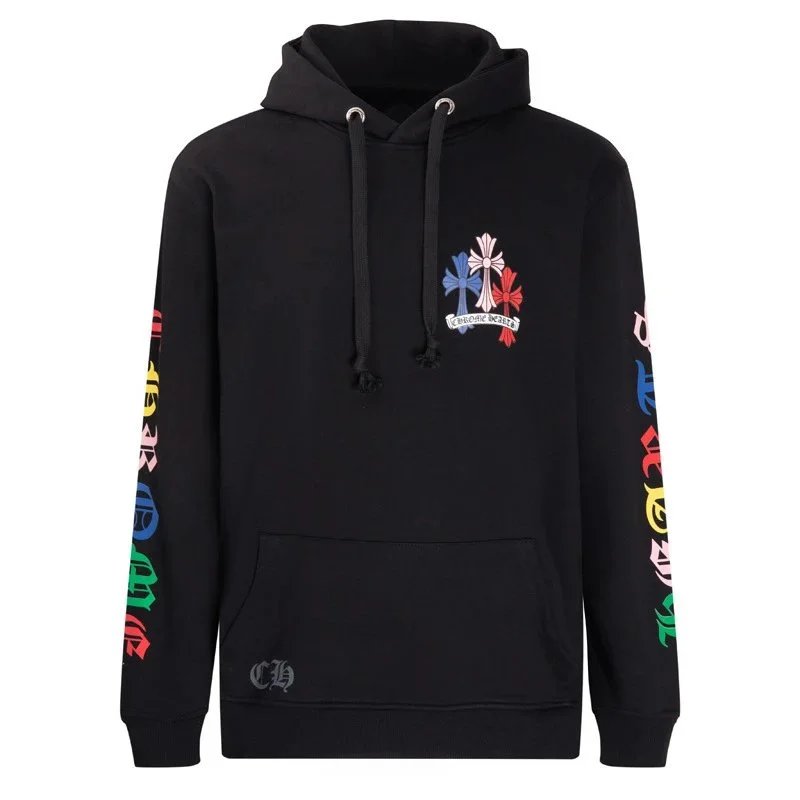 Chrome Hearts Rainbow Letter Embroidered Hoodie Black