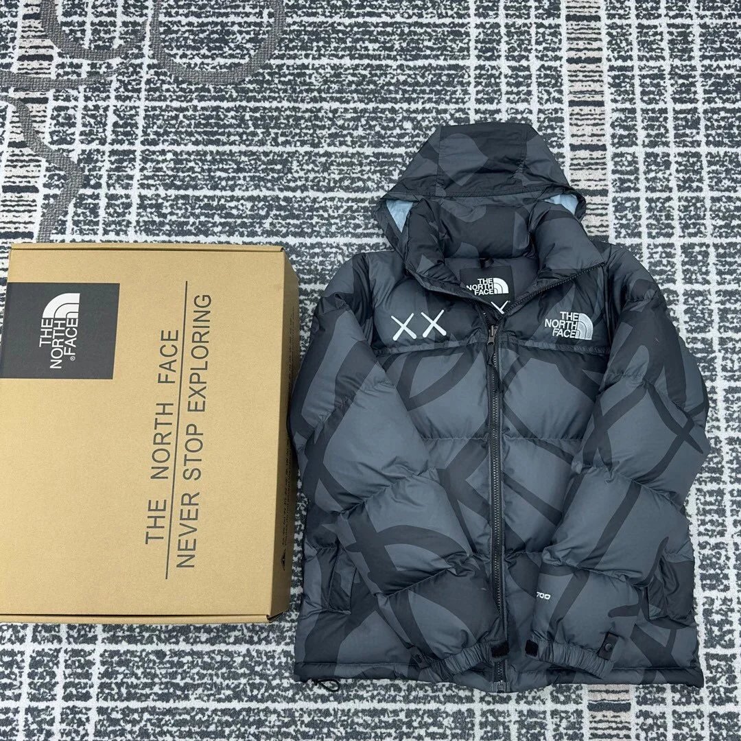 The North Face x KAWS Nuptse Jacket White Gray Camo Down-Jacket - 8