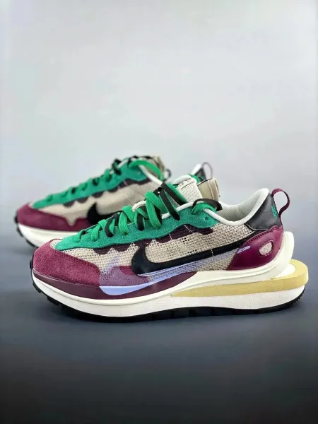 Nike x Sacai VaporWaffle Green Burgundy Multicolor Sneakers - 1