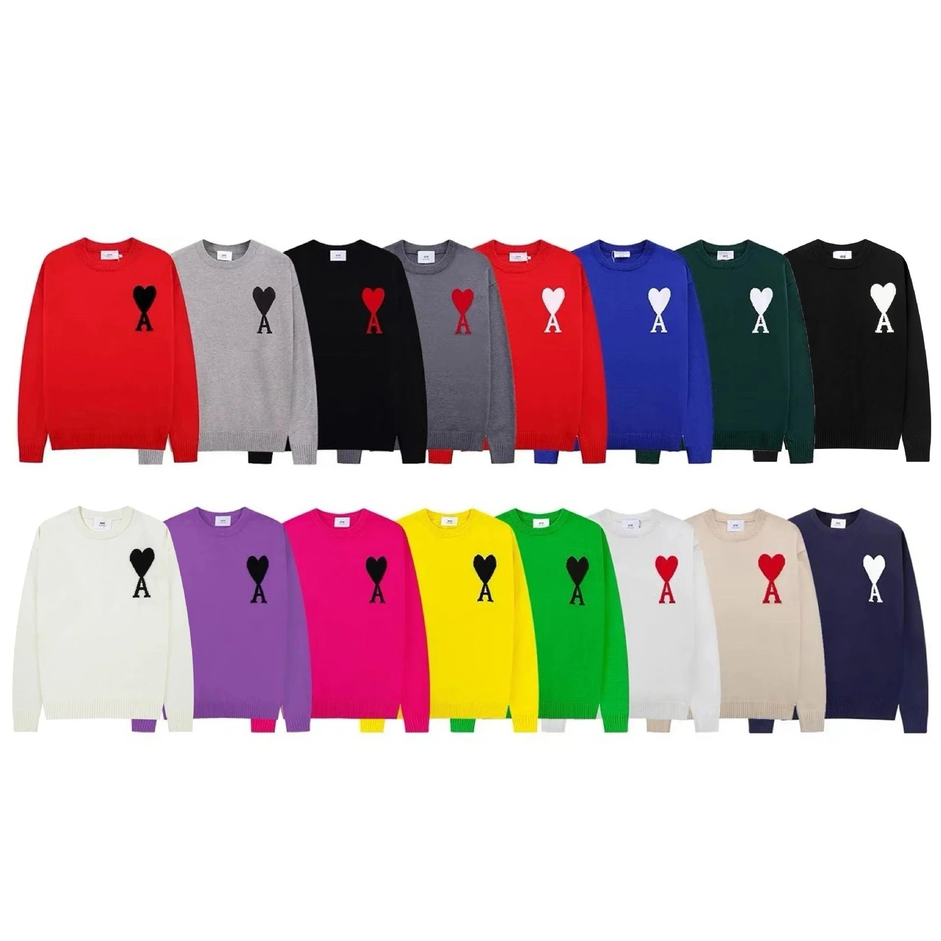 Ami Paris Heart Logo Knit Sweater Off-White - 6