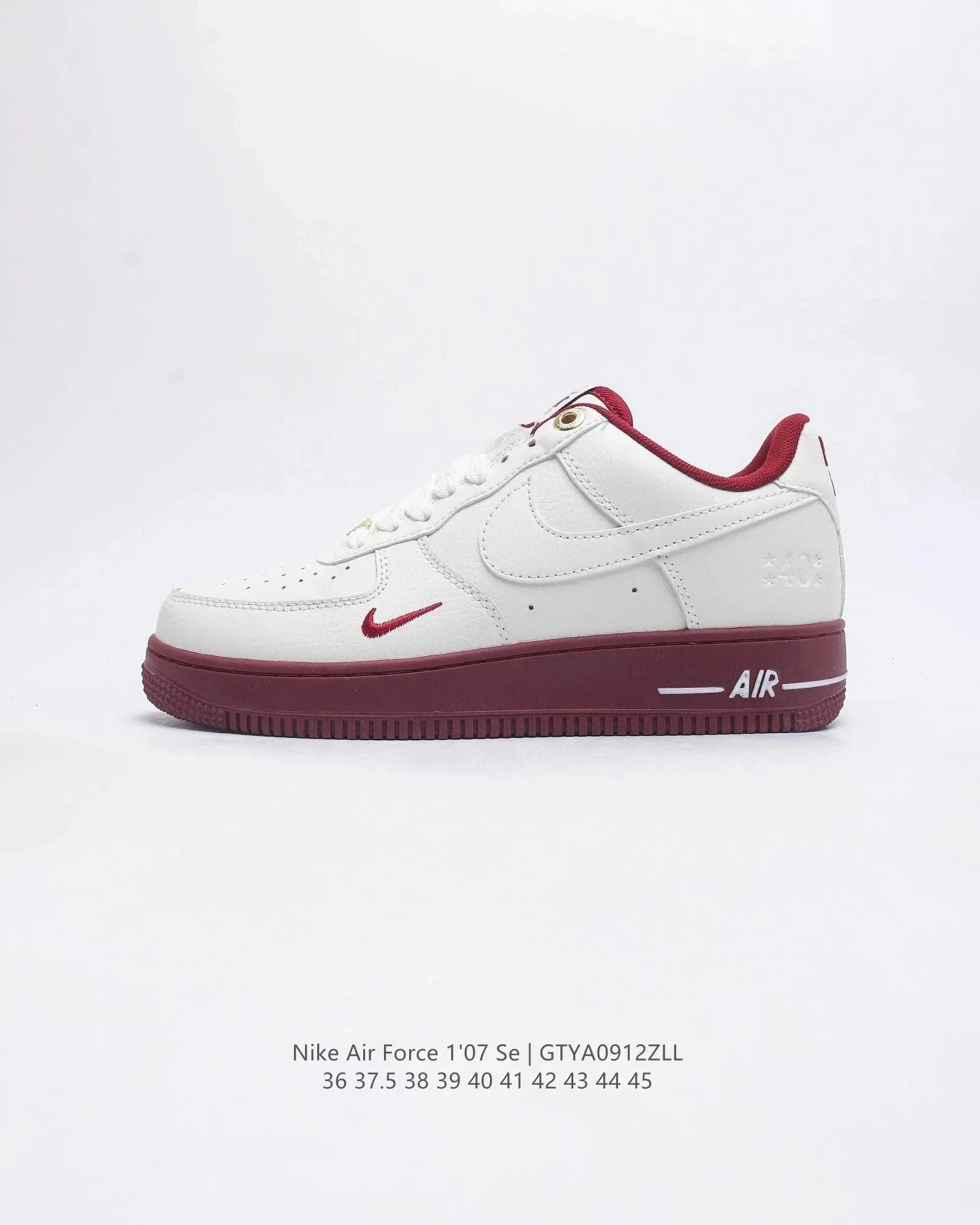 Nike Air Force 1 '07 Cherry Hearts White Burgundy Sneakers - 10