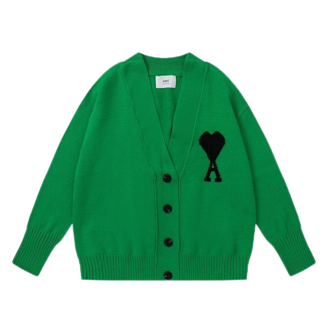 Ami Paris Heart Logo Red Cardigan - 4