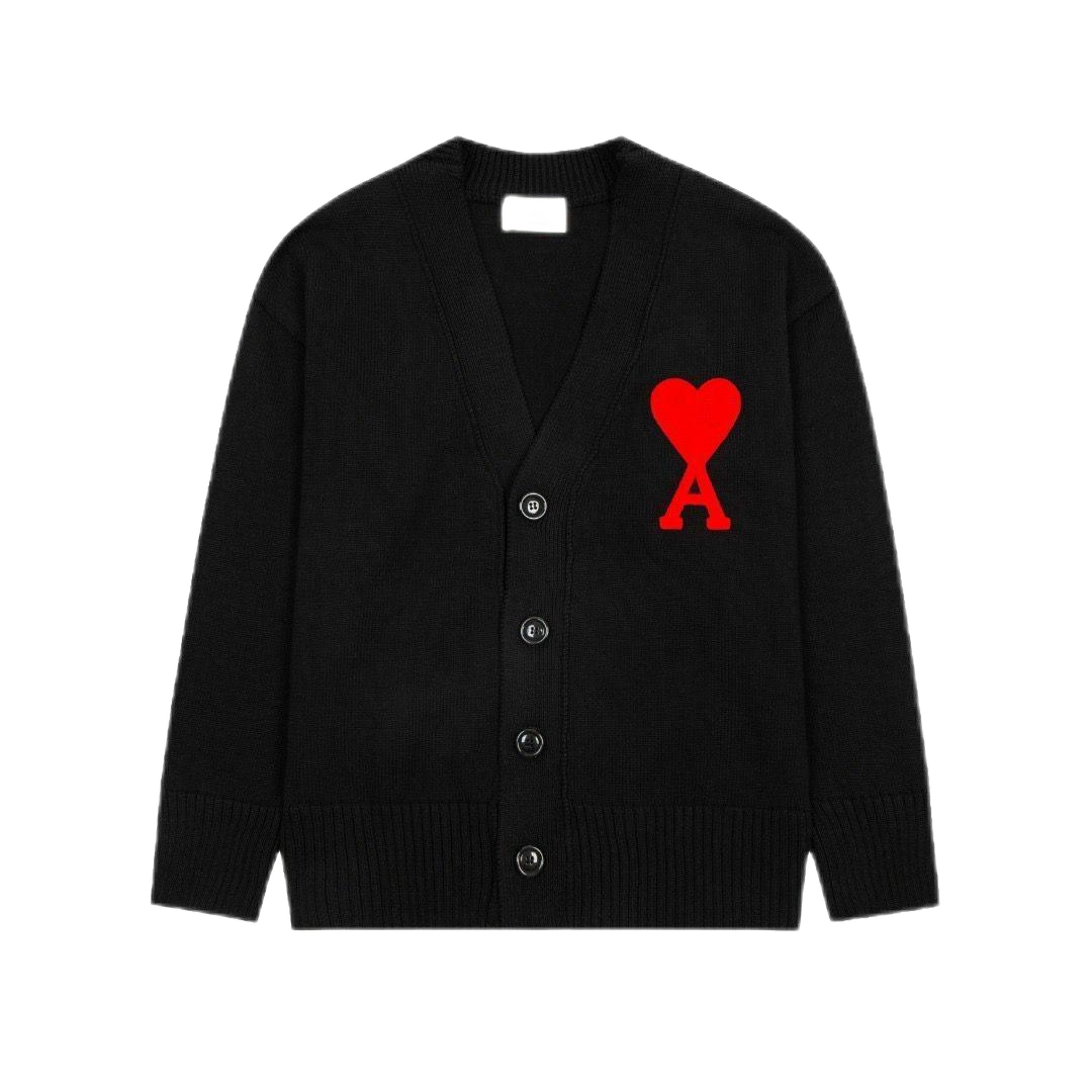 Ami Paris Heart Logo Red Cardigan - 10