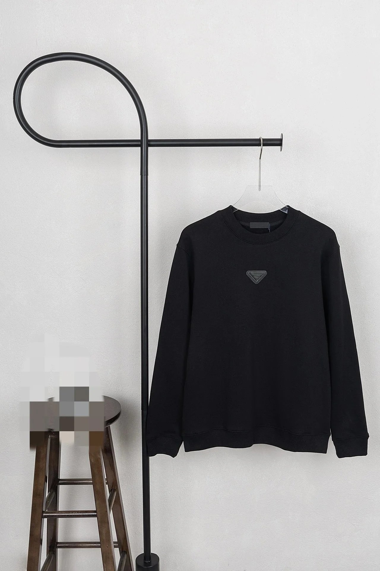 Prada Triangle Logo Ribbed Long-Sleeve Top Black - 7