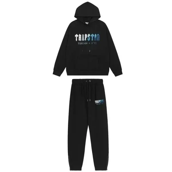 Trapstar Black Gradient Logo Hoodie and Sweatpants Set - 1