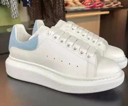 Alexander McQueen Oversized Sneaker White with Light Blue Heel Tab Sneakers - 1
