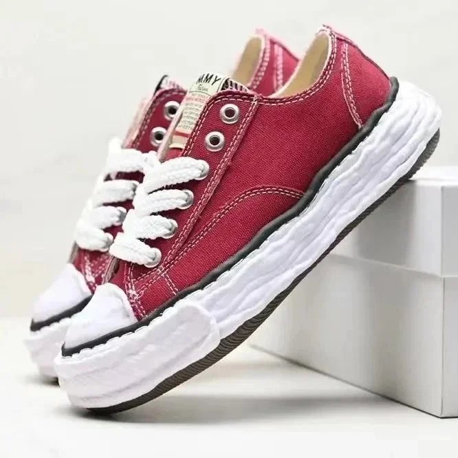 MMY Deconstructed Canvas Sneakers Burgundy - 1