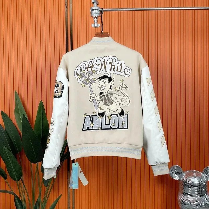 Off-White x ACM Letterman Jacket Beige Outerwear - 3