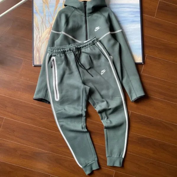 Nike Tech Fleece Hoodie and Sweatpants Set Sage Green Tracksuit - 1