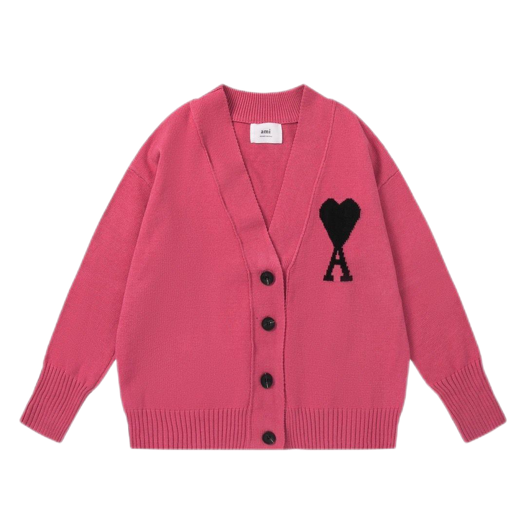 Ami Paris Heart Logo Red Cardigan - 7