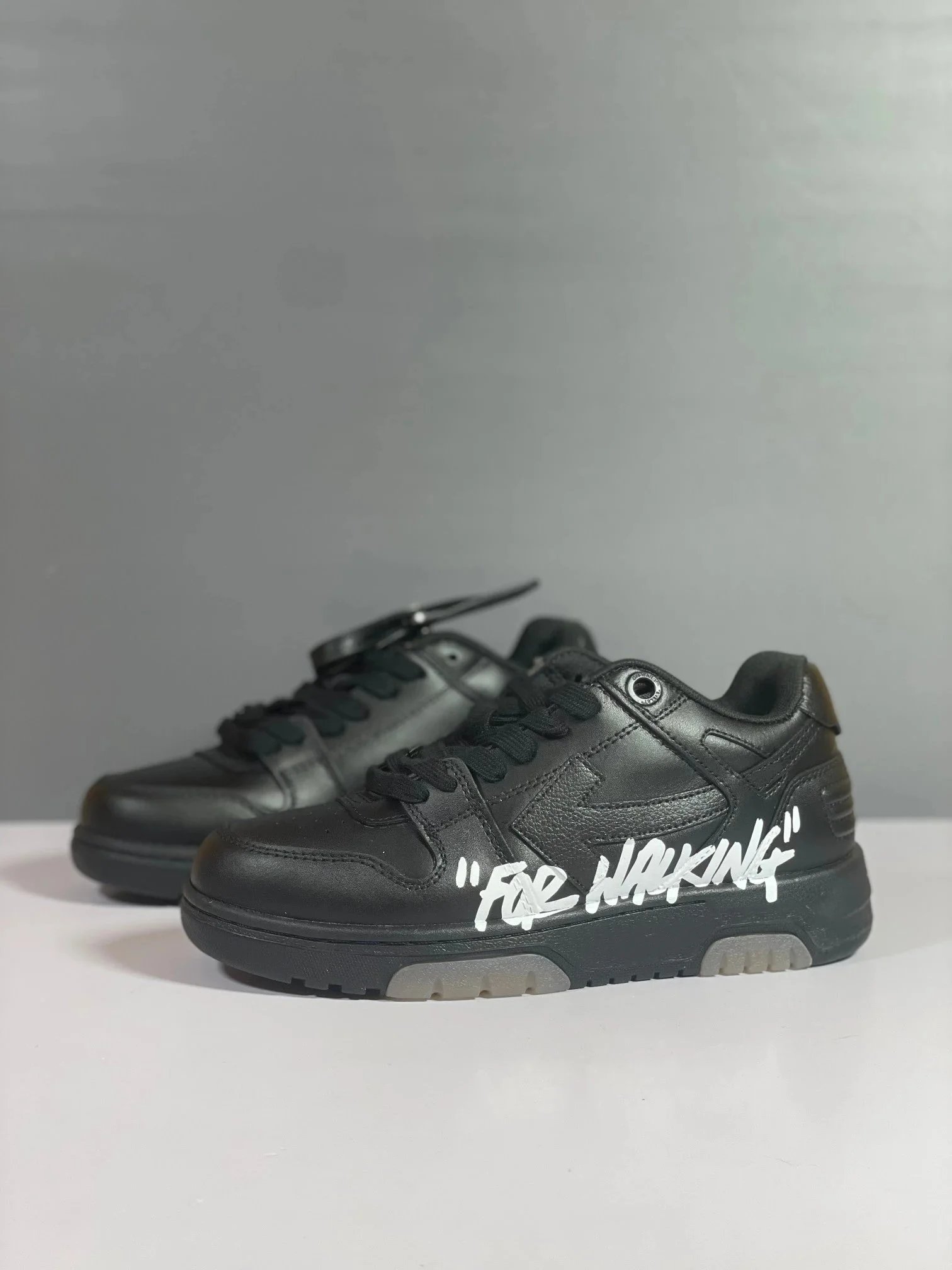 Off-White For Walking Low Black Leather Sneakers - 1