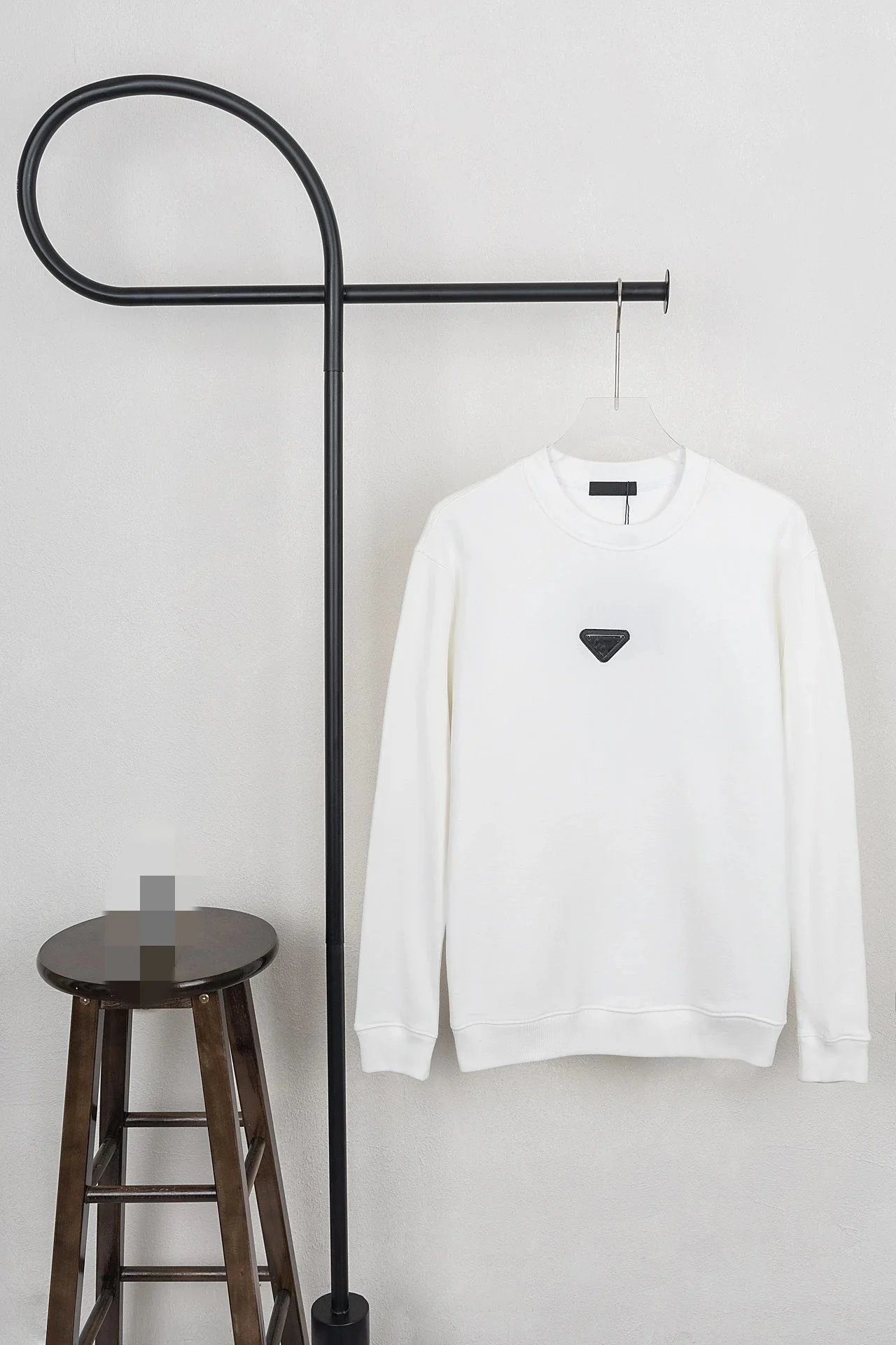 Prada Triangle Logo Ribbed Long-Sleeve Top Black - 4