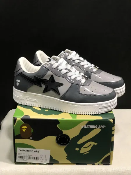 A Bathing Ape OZX BAPE Gray Star Sneakers - 1